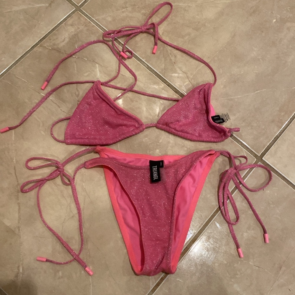 Triangl bikini set - hot pink sparkle